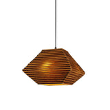 1 Bulb Bistro Pendant Light In Rustic Brown With Corrugated Paper Shade
