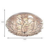 Silver Modern Metal Circle Flush Mount Ceiling Light For Contemporary Living Room