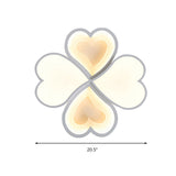 4-Heart Ceiling Light: Romantic Led Mount For Hallway - White Acrylic & Metal