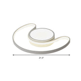 Kids Bedroom Simplistic Sun & Moon Led Ceiling Light - White Flushmount Style