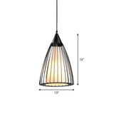 Rustic Iron Ceiling Hanging Lamp - Cone/Oval/Globe Shape With 1 Light Black | Dining Room Lighting