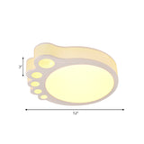 Kids Cartoon Ceiling Light - White Acrylic Flush Mount Foot Shaped Design