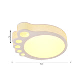 Kid’s Cartoon Ceiling Light - White Acrylic Flush Mount Foot Shaped Design
