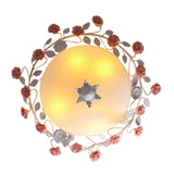 Rose Frosted Glass Flush Mount Ceiling Light For Bedrooms - 3 Lights Pastoral Design In White