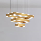 Modern Square/Rectangle Led Pendant Light Chandelier - 2/3 Tiers Acrylic Finish Gold Ideal For