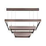 Modernist Led Office Ceiling Chandelier - Layered Square Design Aluminum 3-Light Coffee Finish