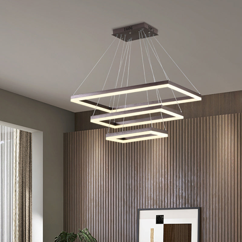 Contemporary Acrylic Led Pendant Coffee Chandelier Lamp - 3/4/5 Tiers