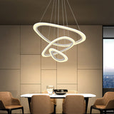 Minimalist White Led Pendant Light: 2/3-Tier Triangle/Round Acrylic Shade For Dining Room Chandelier