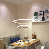 Minimalist White Led Pendant Light: 2/3-Tier Triangle/Round Acrylic Shade For Dining Room Chandelier