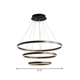 Sleek Black Circular Chandelier - 3-Light Acrylic Led Suspension Pendant For Dining Table