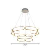 Stylish Gold Metal Led Pendant Light - 1/2-Tiered Wristlet Chandelier Small/Large Sizes