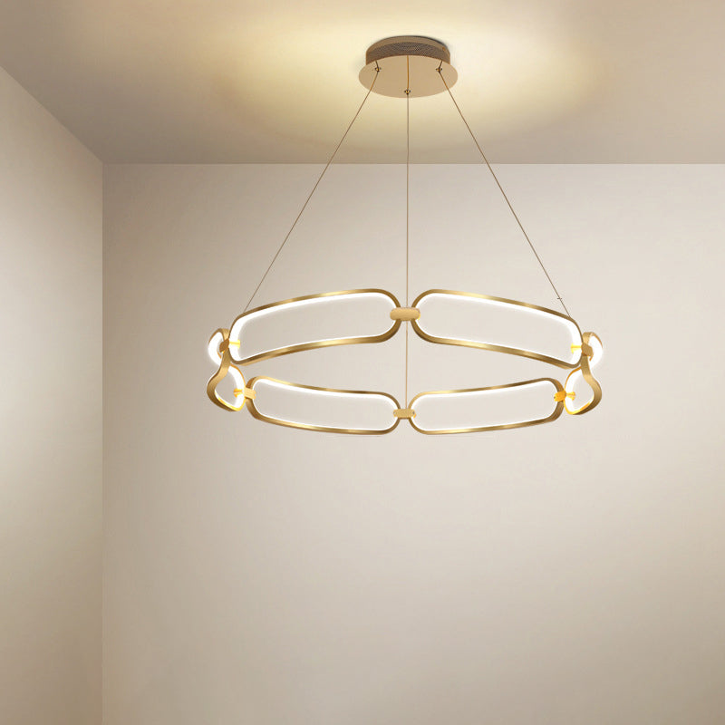 Stylish Gold Metal Led Pendant Light - 1/2-Tiered Wristlet Chandelier Small/Large Sizes