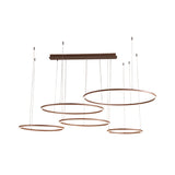 Circular Restaurant Chandelier - Acrylic Minimalist Led Pendant Light (3/4/5 Tier) In Brown
