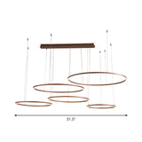 Circular Restaurant Chandelier - Acrylic Minimalist Led Pendant Light (3/4/5 Tier) In Brown