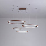 Circular Restaurant Chandelier - Acrylic Minimalist Led Pendant Light (3/4/5 Tier) In Brown