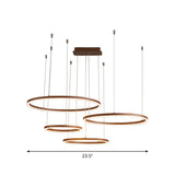 Circular Restaurant Chandelier - Acrylic Minimalist Led Pendant Light (3/4/5 Tier) In Brown