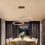 Circular Restaurant Chandelier - Acrylic Minimalist Led Pendant Light (3/4/5 Tier) In Brown