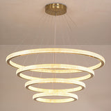 Minimalistic Led Chandelier: Circle Acrylic Suspension Pendant Light - 1/3/4 Tiers Brass Fixture