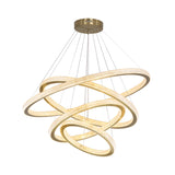 Minimalistic Led Chandelier: Circle Acrylic Suspension Pendant Light - 1/3/4 Tiers Brass Fixture
