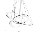 Minimal Silver Circle Led Pendant Chandelier - 3 Lights Acrylic Small/Large Warm/White Light