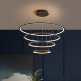 Modern Acrylic Led Pendant Chandelier - Gold/Coffee 3/4 Tiers Loop Design Ideal For Living Room