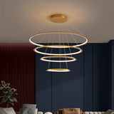 Modern Acrylic Led Pendant Chandelier - Gold/Coffee 3/4 Tiers Loop Design Ideal For Living Room