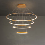 Modern Acrylic Led Pendant Chandelier - Gold/Coffee 3/4 Tiers Loop Design Ideal For Living Room
