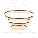 Minimalistic Brown Acrylic Led Pendant Light Kit For Bedroom - 1/2/3-Tier Circle Chandelier