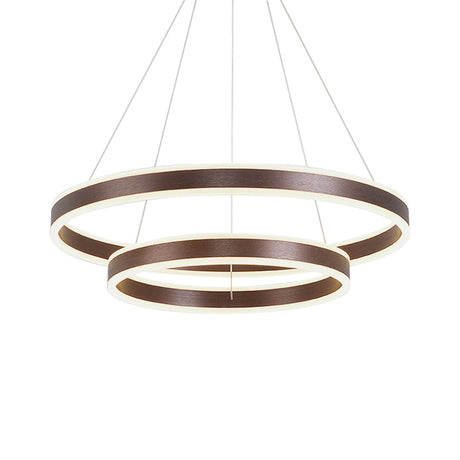 Simplicity 2/3-Tier Coffee Metal Circle Chandelier Lamp With Led For Hanging Pendant In Sit Room