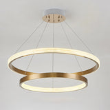 Postmodern Gold Finish Led Chandelier With Aluminum 2/3 Tiered Hoop Design / 2 Tiers