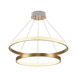 Postmodern Gold Finish Led Chandelier With Aluminum 2/3 Tiered Hoop Design