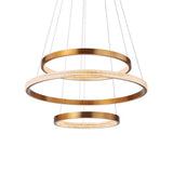 Postmodern Gold Finish Led Chandelier With Aluminum 2/3 Tiered Hoop Design