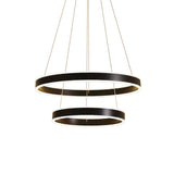 Modern Aluminum Led Pendant Chandelier For Bedroom Ceiling - 2/3-Tier Hoop Design In Black