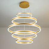 3-Tier Led Circle Chandelier With Acrylic Shade In Minimalistic Black/Gold/Coffee