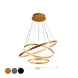 3-Tier Led Circle Chandelier With Acrylic Shade In Minimalistic Black/Gold/Coffee
