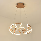 Minimalistic Coffee Twisted Chandelier Pendant: Aluminum Led Ceiling Light In Warm Or White