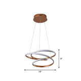 Minimalistic Coffee Twisted Chandelier Pendant: Aluminum Led Ceiling Light In Warm Or White