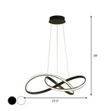 Simplicity Led Hanging Chandelier With Twisted Pendant Lamp And Acrylic Shade - 19.5/27.5