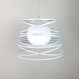 Black/White Hanging Pendant Light With Metal Spring Opal Glass Shade