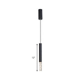 Black Tube Pendant Led Light Kit With Simple Acrylic Design Warm/White 10-12.5 Height
