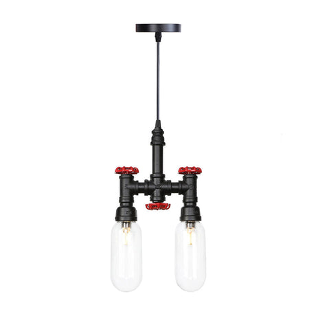 Steampunk Ceiling Chandelier With Clear/Amber Glass Capsules And 2 Lights Clear / A