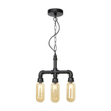 Industrial Glass Pipe Chandelier - Amber/Clear | 3-Head Led Ceiling Fixture For Dining Room And More
