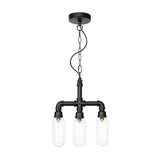 Industrial Glass Pipe Chandelier - Amber/Clear | 3-Head Led Ceiling Fixture For Dining Room And More