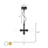 Industrial Glass Pipe Chandelier - Amber/Clear | 3-Head Led Ceiling Fixture For Dining Room And More