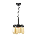Vintage Water Pipe Chandelier Pendant With 4 Bulbs Amber/Clear Glass Led Hanging Lamp Kit Amber / B