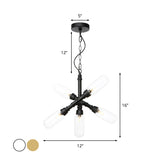 Starburst Chandelier - Vintage 5/6/8 Light Amber/Clear Glass Pendant Lamp Black