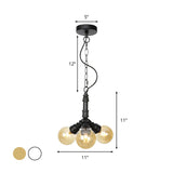 Sleek Black Sphere Glass Ceiling Chandelier Farmhouse Light Fixture With Amber/Clear Perfect For