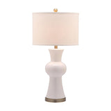 Ceramic Night Lamp Modern Table Light With Drum Lampshade - White/Royal Blue/Burgundy White