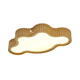 Scalloped Cloud Acrylic Kids Led Ceiling Light For Kindergarten - Brown Flush Mount Lamp