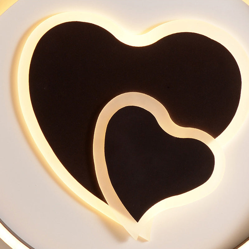 Black Ceiling Lamp: Cute 2-Loving Heart Led Light For Bedroom Adult & Child